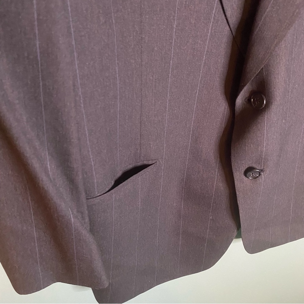 Hart Schaffner Marx Gold Trumpeter Pure Virgin Wool Dark Blue Stripe Suit Large - Picture 9 of 13